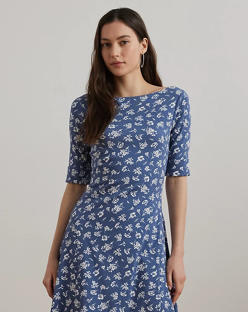 Floral Stretch Cotton Midi Dress