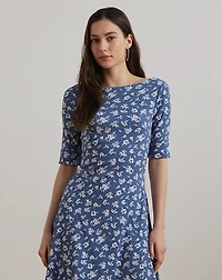Floral Stretch Cotton Midi Dress