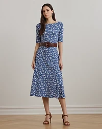 Floral Stretch Cotton Midi Dress