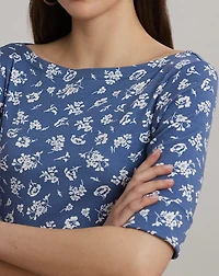 Floral Stretch Cotton Midi Dress