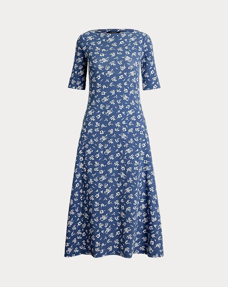 Floral Stretch Cotton Midi Dress