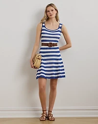 Striped Pointelle-Knit Sweater Dress