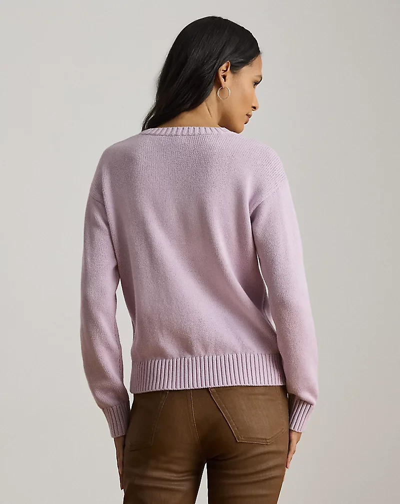 Embroidered-Logo Combed Cotton Sweater