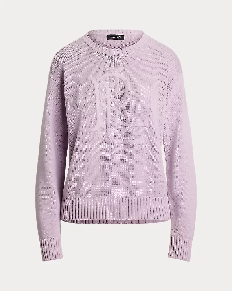 Embroidered-Logo Combed Cotton Sweater