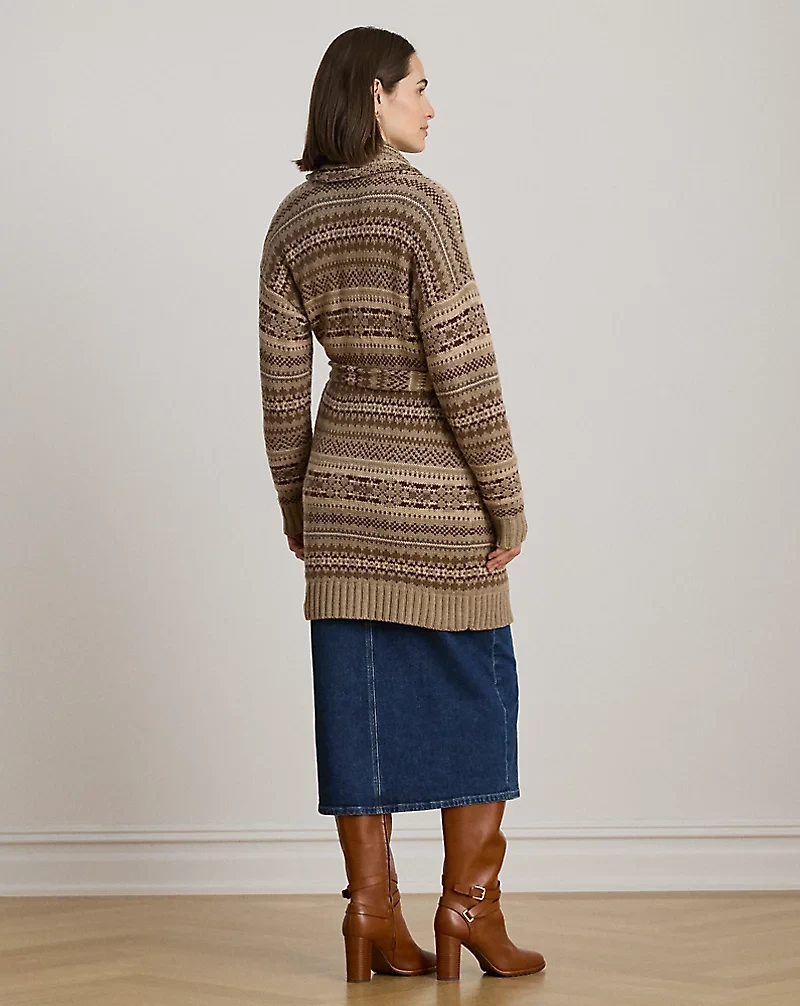 Fair Isle Belted Wool-Blend Cardigan