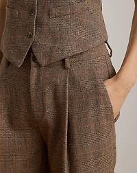 Glen Plaid Pleated Cropped Pant