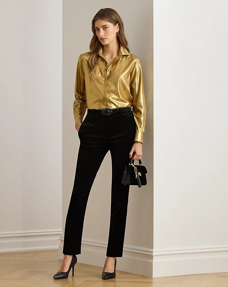 Classic Fit Metallic Chiffon Shirt