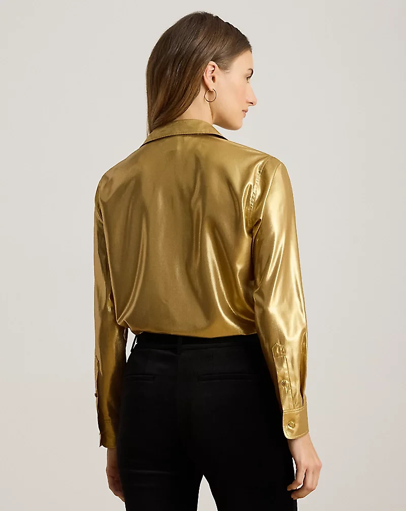 Classic Fit Metallic Chiffon Shirt