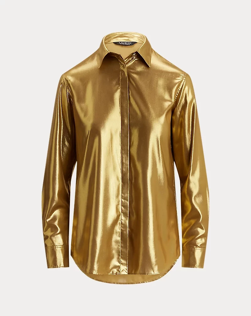 Classic Fit Metallic Chiffon Shirt