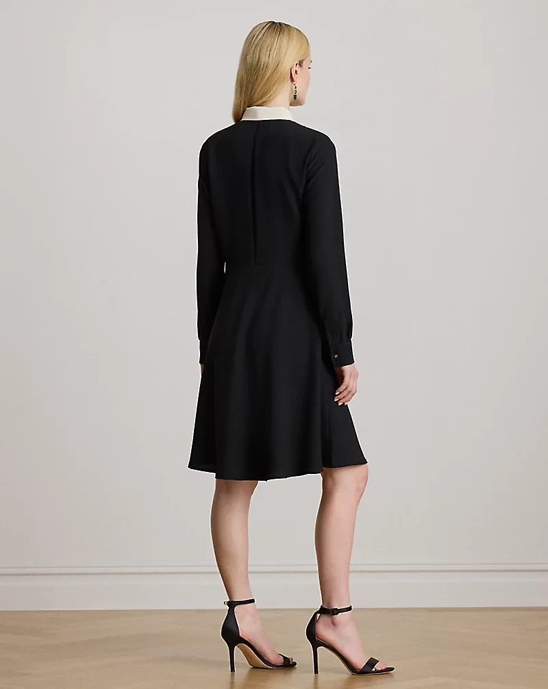 Two-Tone Georgette Tie-Neck Dress
