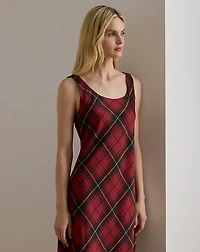 Plaid Satin Sleeveless Cocktail Dress
