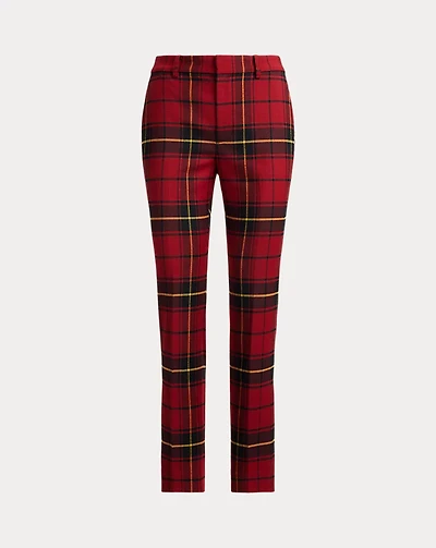 Checked Plaid Wool-Blend Cropped Pant