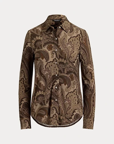 Slim Fit Paisley Jersey Shirt