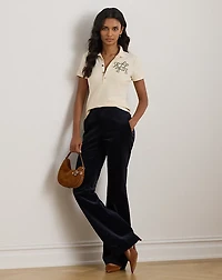 Beaded-Logo Cotton Piqué Polo Shirt