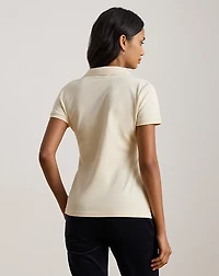 Beaded-Logo Cotton Piqué Polo Shirt