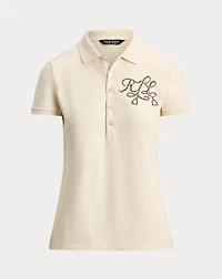 Beaded-Logo Cotton Piqué Polo Shirt