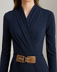 Buckle-Trim Jersey Surplice Jumpsuit