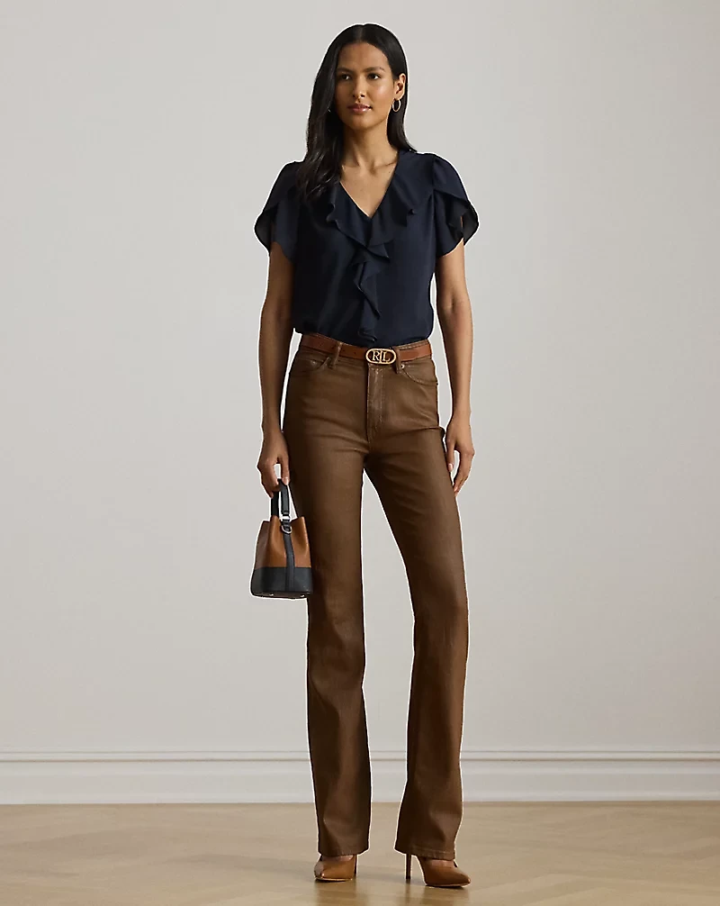 Ruffle-Trim Georgette Blouse