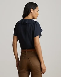 Ruffle-Trim Georgette Blouse