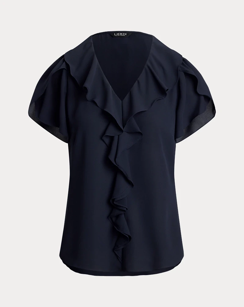 Ruffle-Trim Georgette Blouse