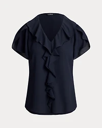 Ruffle-Trim Georgette Blouse