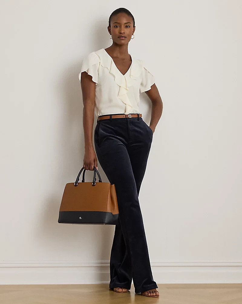 Ruffle-Trim Georgette Blouse