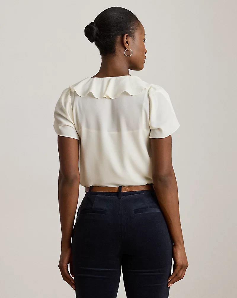 Ruffle-Trim Georgette Blouse