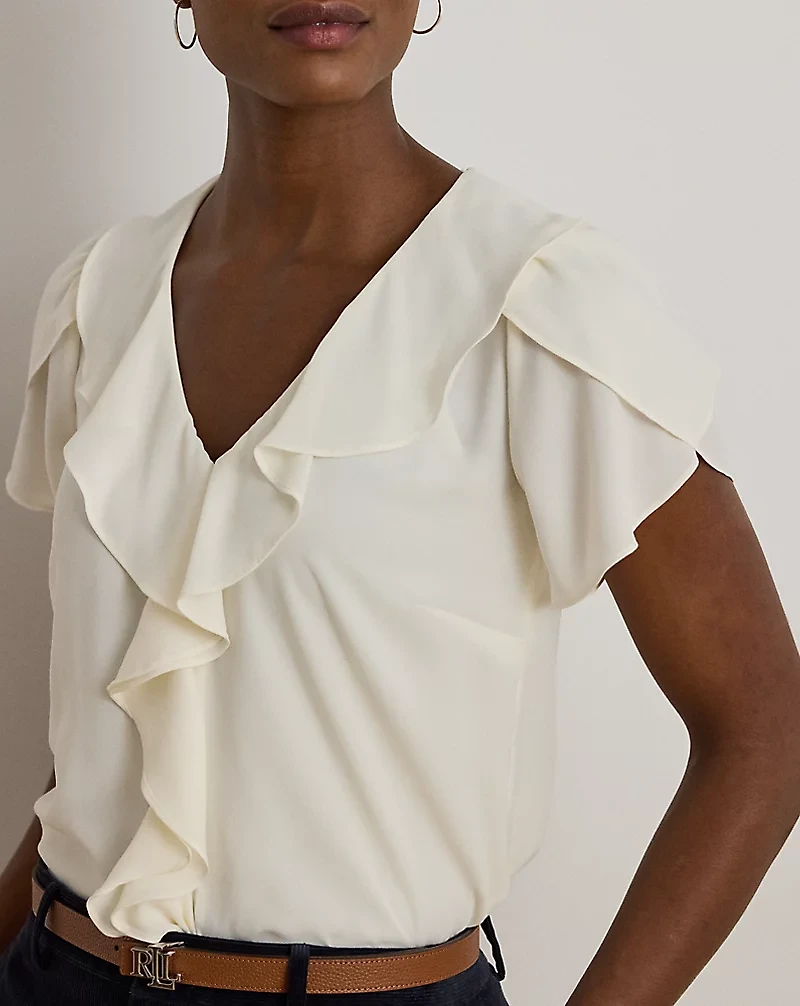 Ruffle-Trim Georgette Blouse