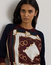 Equestrian-Print Cotton-Blend Sweater
