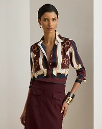 Classic Fit Equestrian-Print Twill Shirt