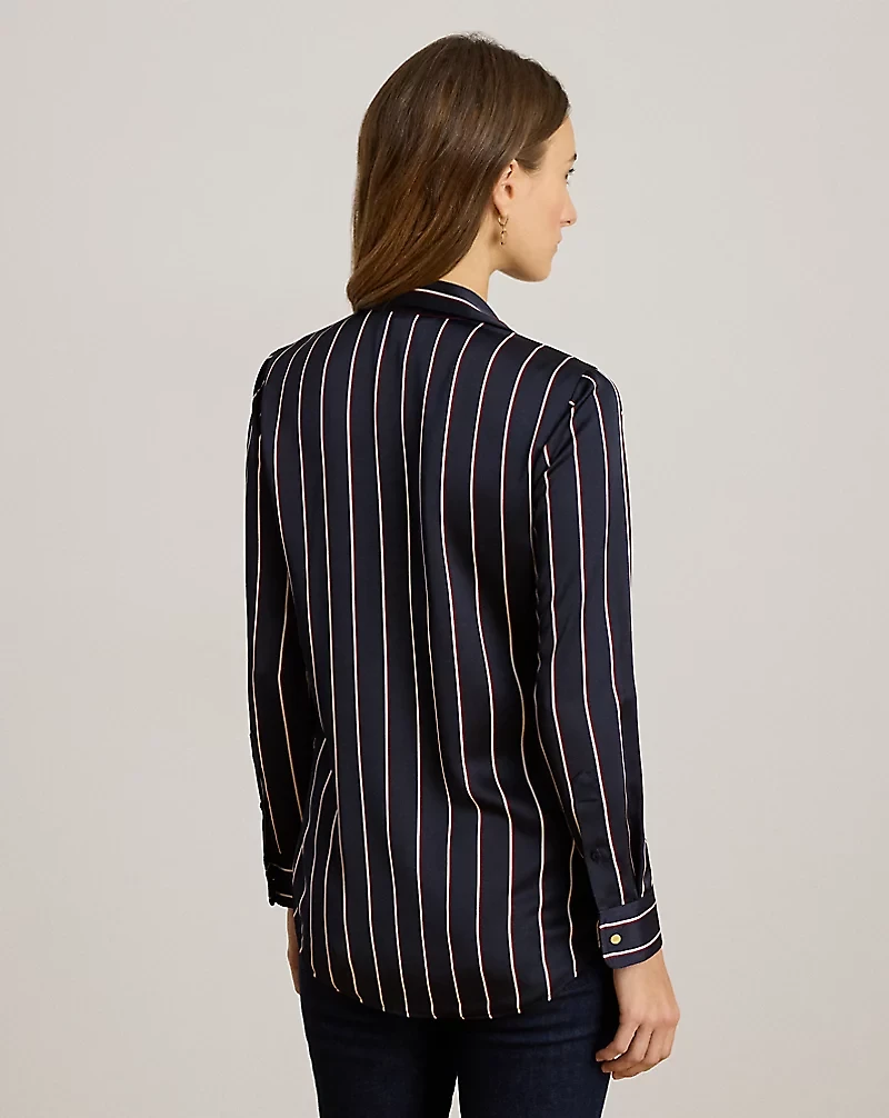 Classic Fit Striped Charmeuse Shirt