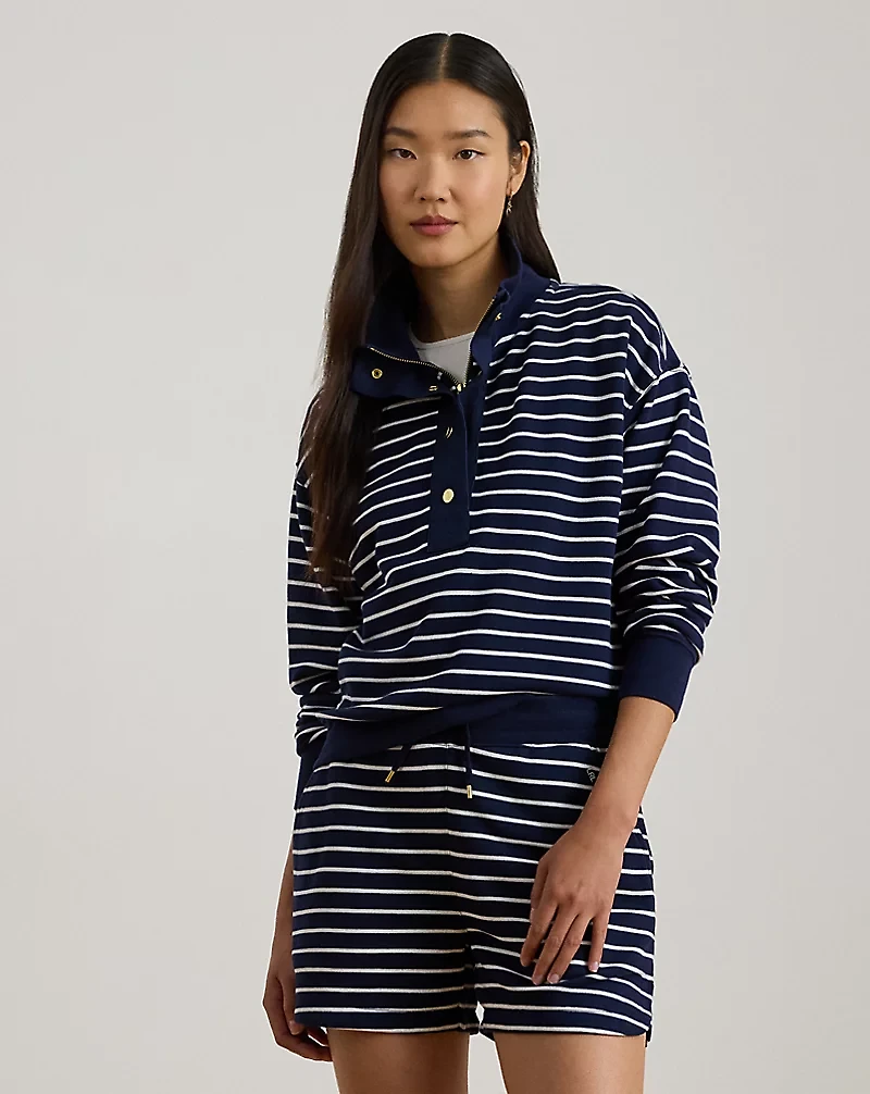 Striped French Terry Mockneck Sweatshirt