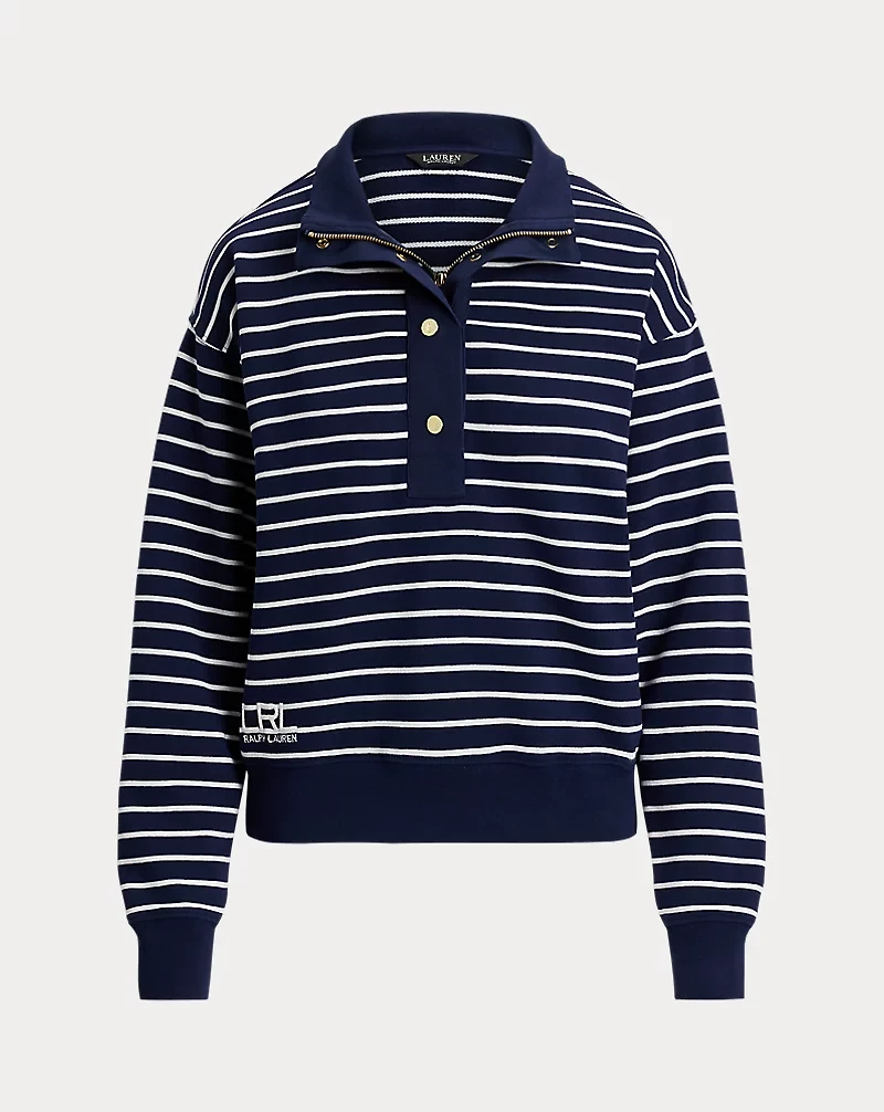 Striped French Terry Mockneck Sweatshirt