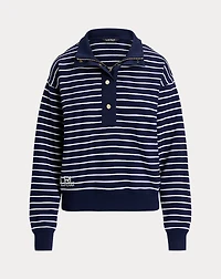 Striped French Terry Mockneck Sweatshirt