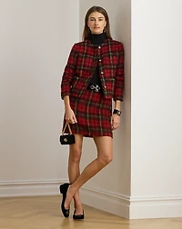 Plaid Mohair Pencil Miniskirt