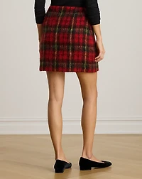 Plaid Mohair Pencil Miniskirt