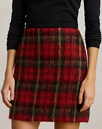 Plaid Mohair Pencil Miniskirt