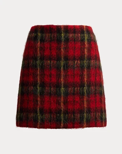Plaid Mohair Pencil Miniskirt
