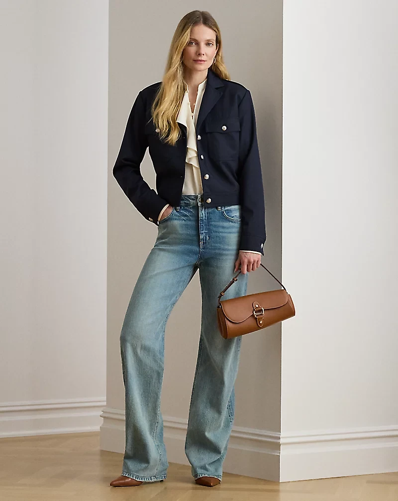 Cropped Wool-Blend Twill Jacket