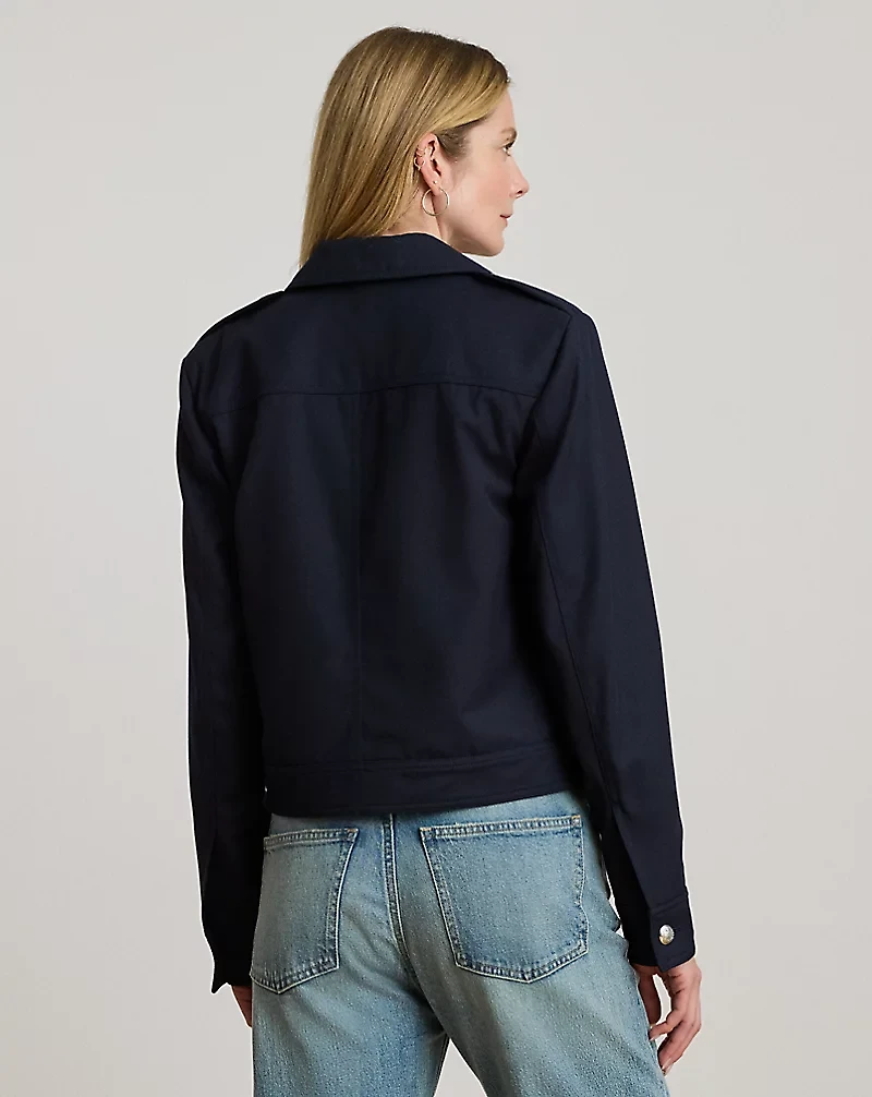 Cropped Wool-Blend Twill Jacket