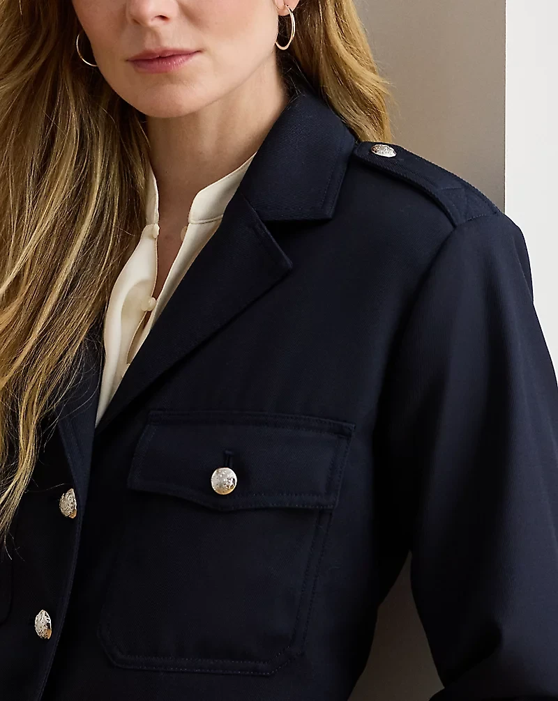 Cropped Wool-Blend Twill Jacket