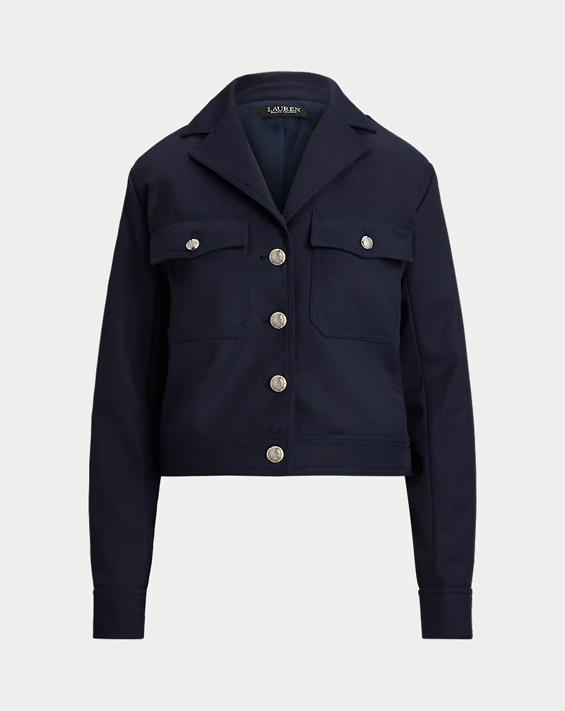 Cropped Wool-Blend Twill Jacket