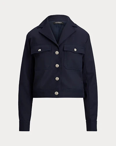 Cropped Wool-Blend Twill Jacket