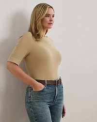 Stretch Cotton Boatneck Top