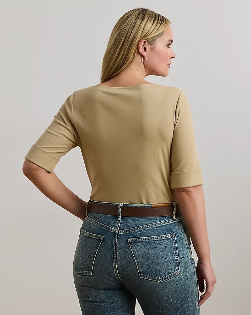 Stretch Cotton Boatneck Top