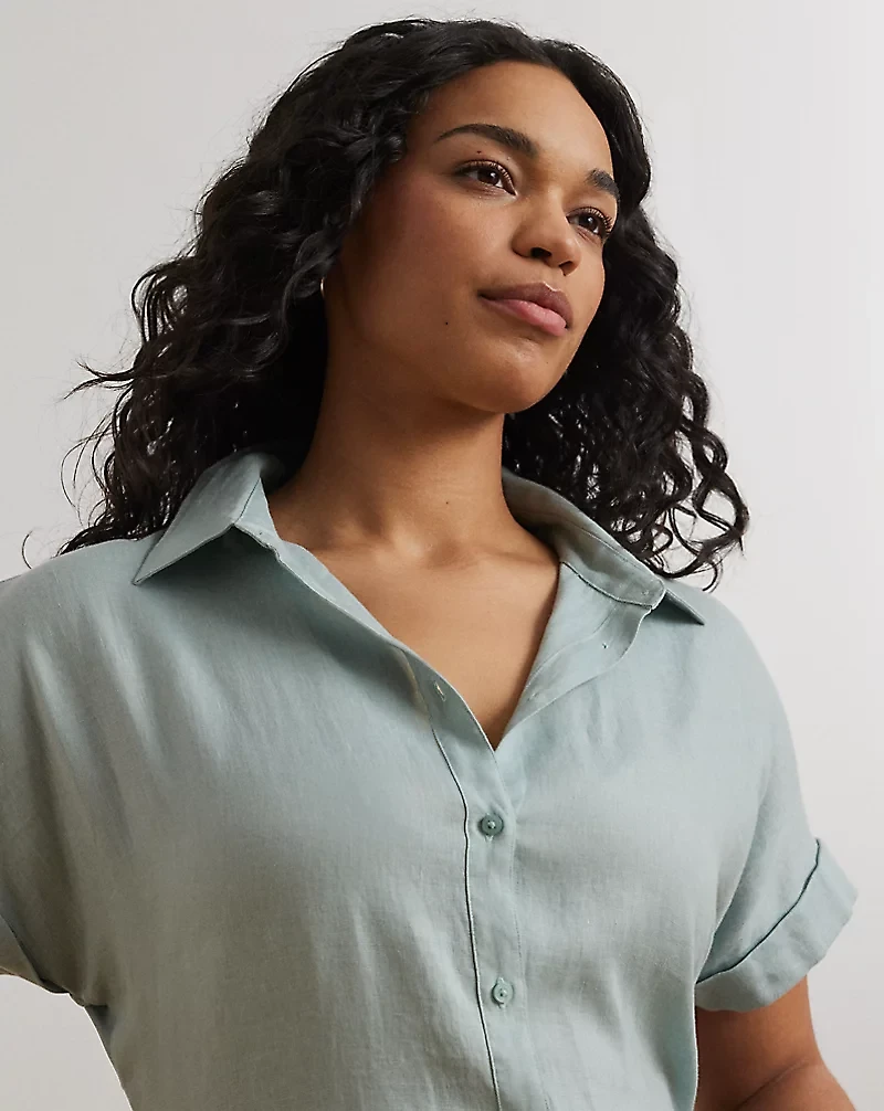 Relaxed Fit Linen Short-Sleeve Shirt