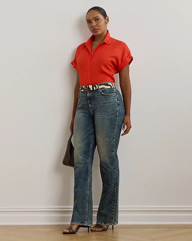 Relaxed Fit Linen Short-Sleeve Shirt