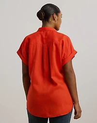 Relaxed Fit Linen Short-Sleeve Shirt