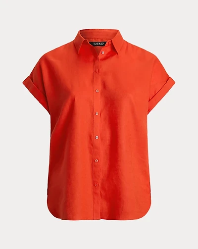Relaxed Fit Linen Short-Sleeve Shirt