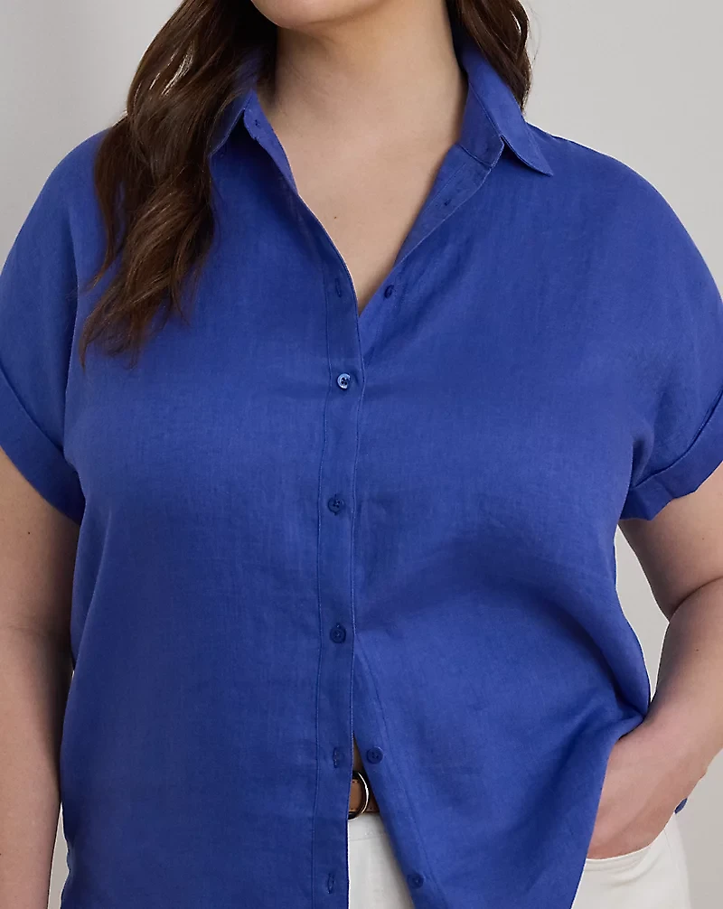 Relaxed Fit Linen Short-Sleeve Shirt